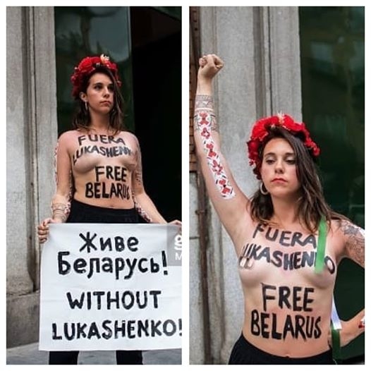 Активистка Femen разделась перед белорусским министром в Мадриде (18+)