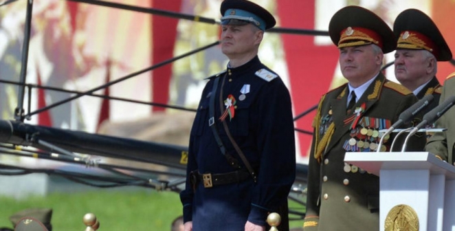 Interior minister Shunevich in NKVD uniform at V-Day celebrations