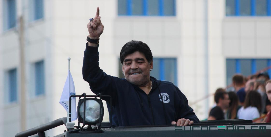 Maradona at football match in Brest. Photo