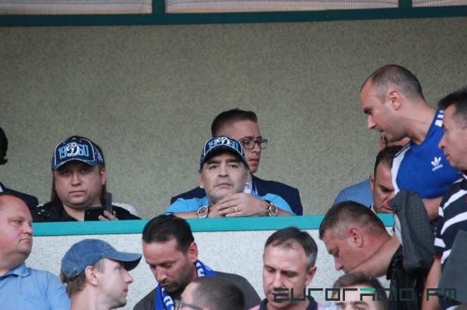 Maradona at football match in Brest. Photo