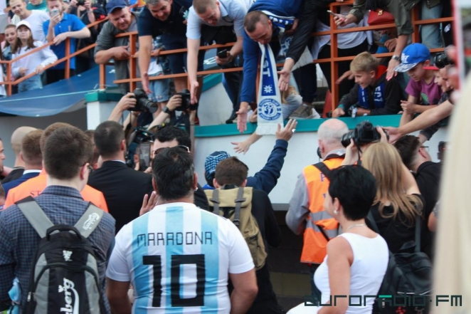 Maradona at football match in Brest. Photo