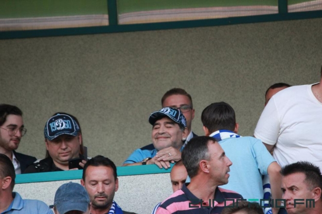 Maradona at football match in Brest. Photo