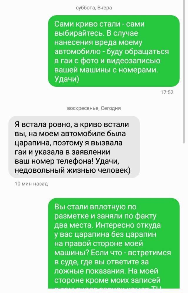 Принципиальный водитель против девушки, которая заняла два места