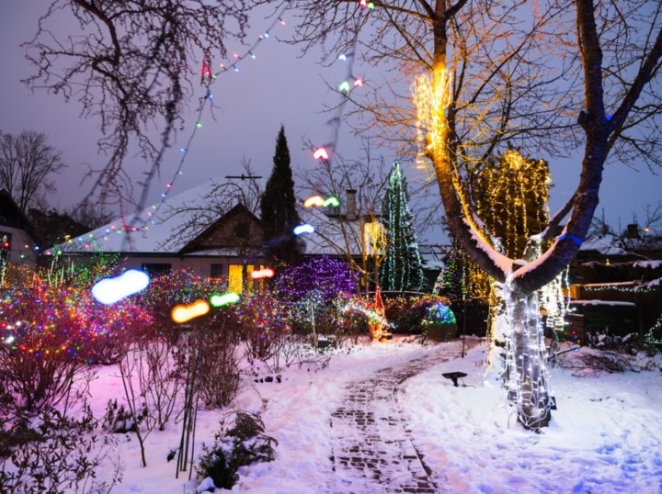 Вам и не снилось. Смотрите, как пенсионер из Латвии украшает свой дом и сад к праздникам