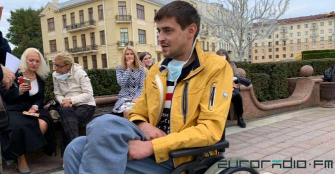 Disabled people march in Minsk against election fraud and violence