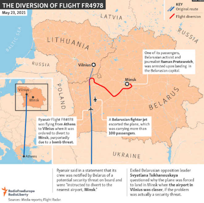 EU, NATO Demand Belarus Explain 'Forcible' Diversion Of Passenger Plane, Detention Of Journalist